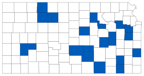 Pathways for a Healthy Kansas grantees map in 2025