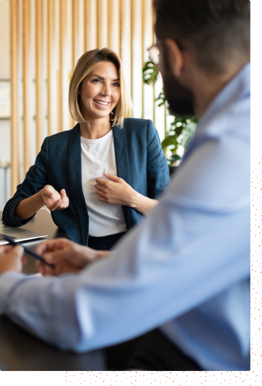 Employees talking in a meeting