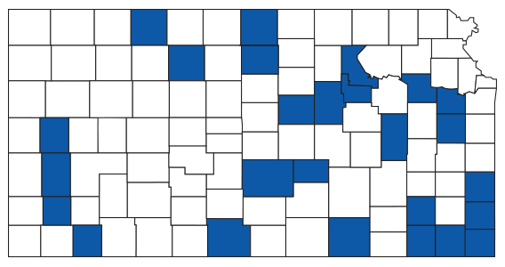 Pathways for a Healthy Kansas grantees map in 2023