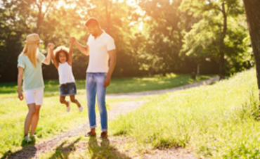 A family having fun in the outdoors