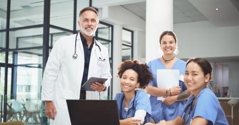 Smiling doctors and nurses